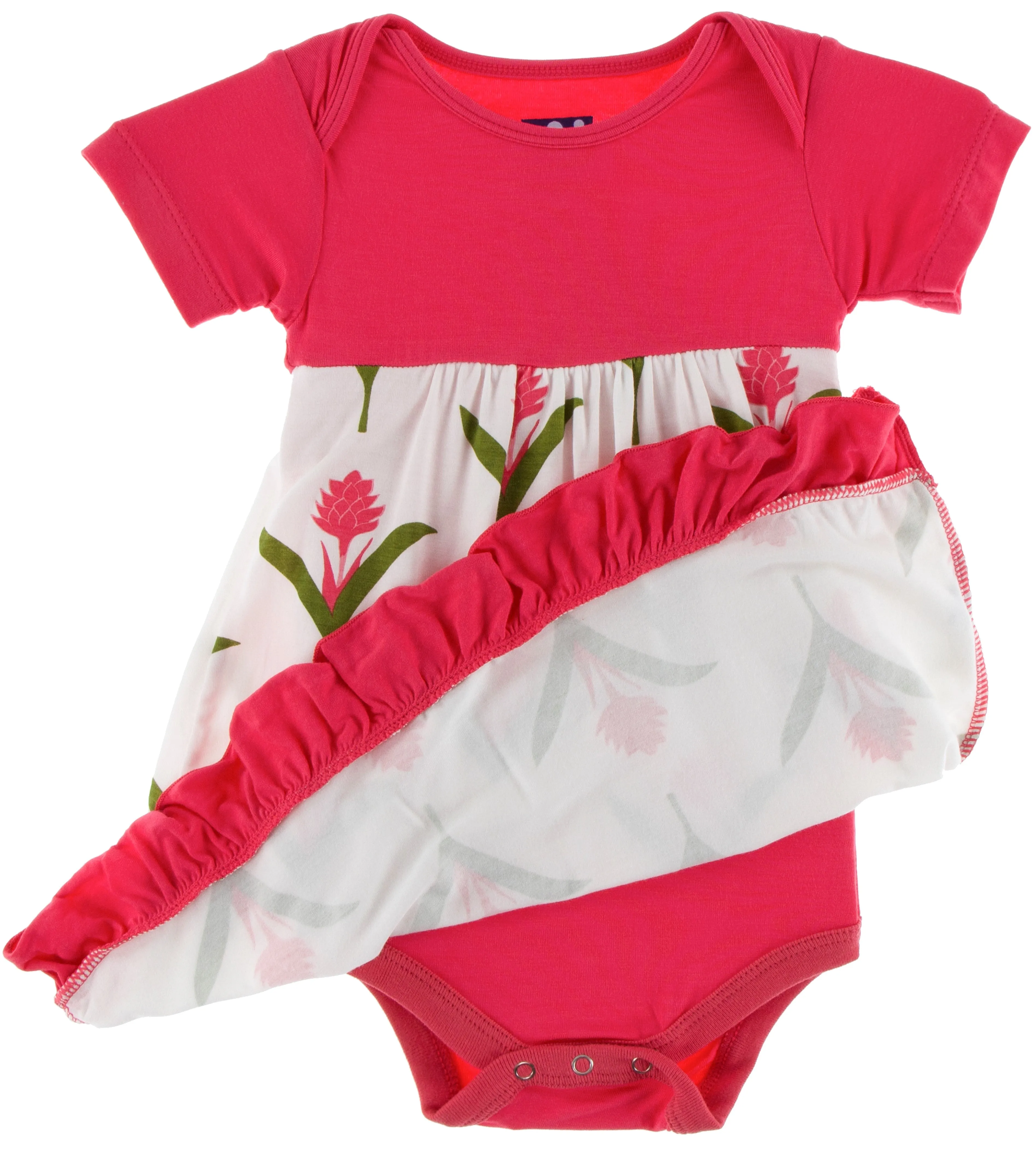 KicKee Pants Natural Red Ginger Flowers S/S One Piece Dress Romper