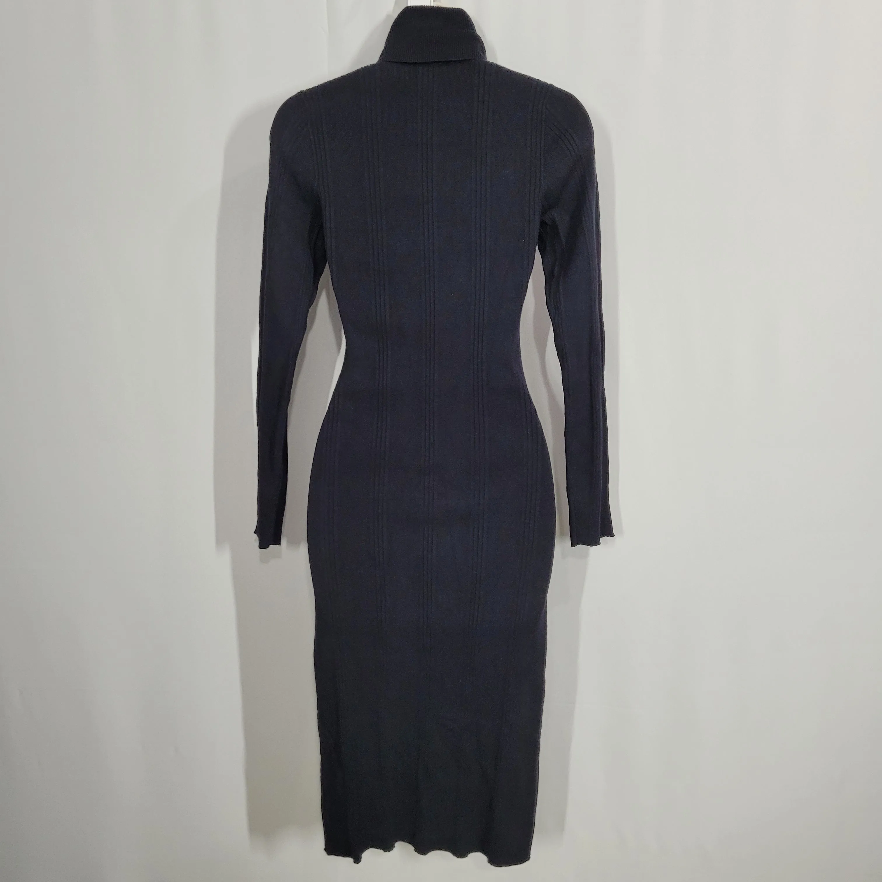L'Agence Black Jeanne Knit Turtleneck Sweater Midi Dress Size X-Small