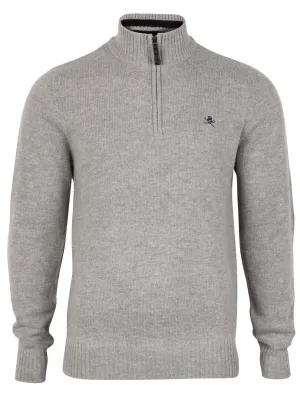 Lamb Wool Blend Funel Neck Jumper in Grey