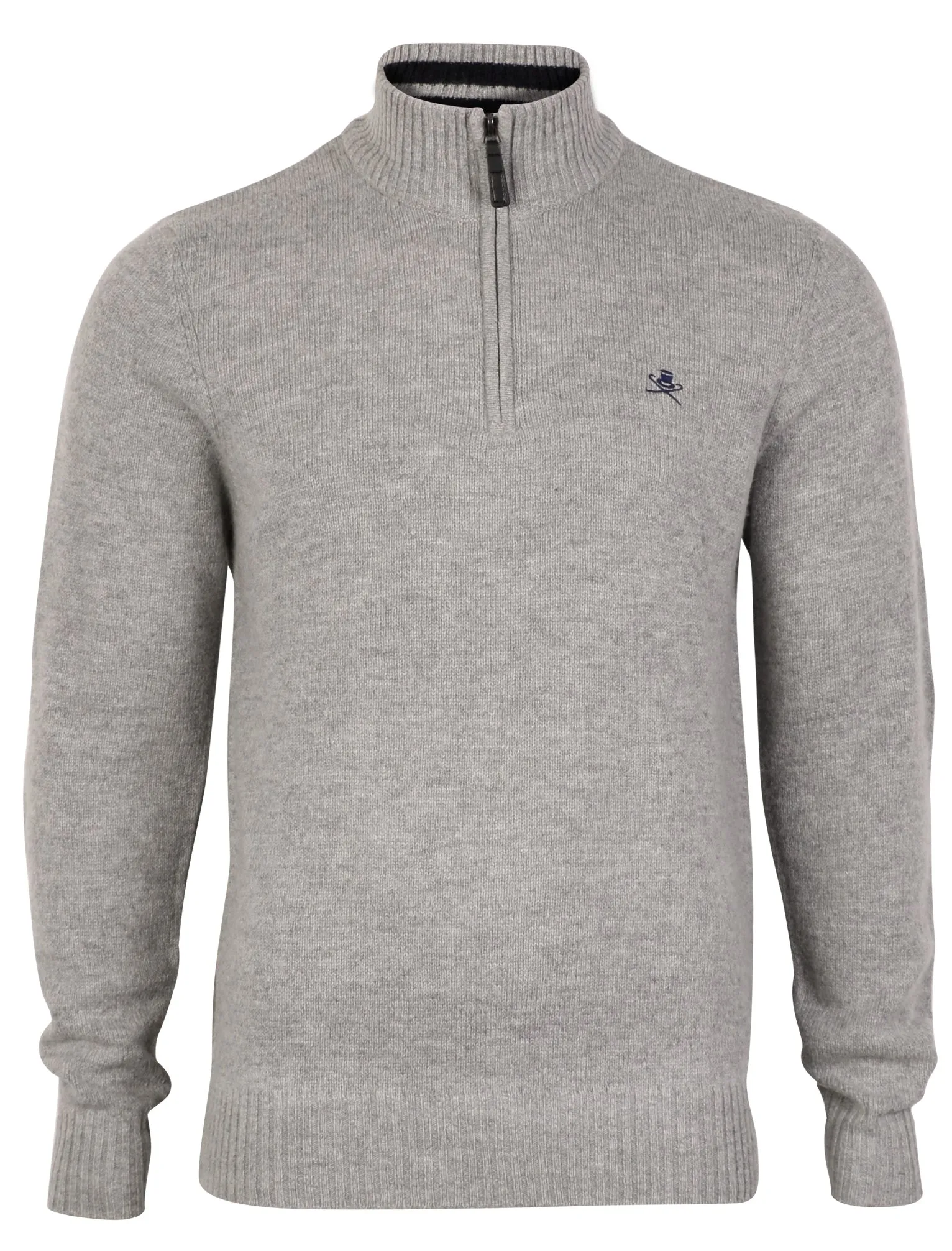 Lamb Wool Blend Funel Neck Jumper in Grey