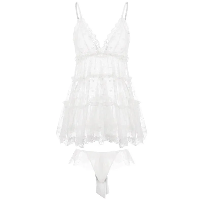 Mesh Bridal Babydoll Set