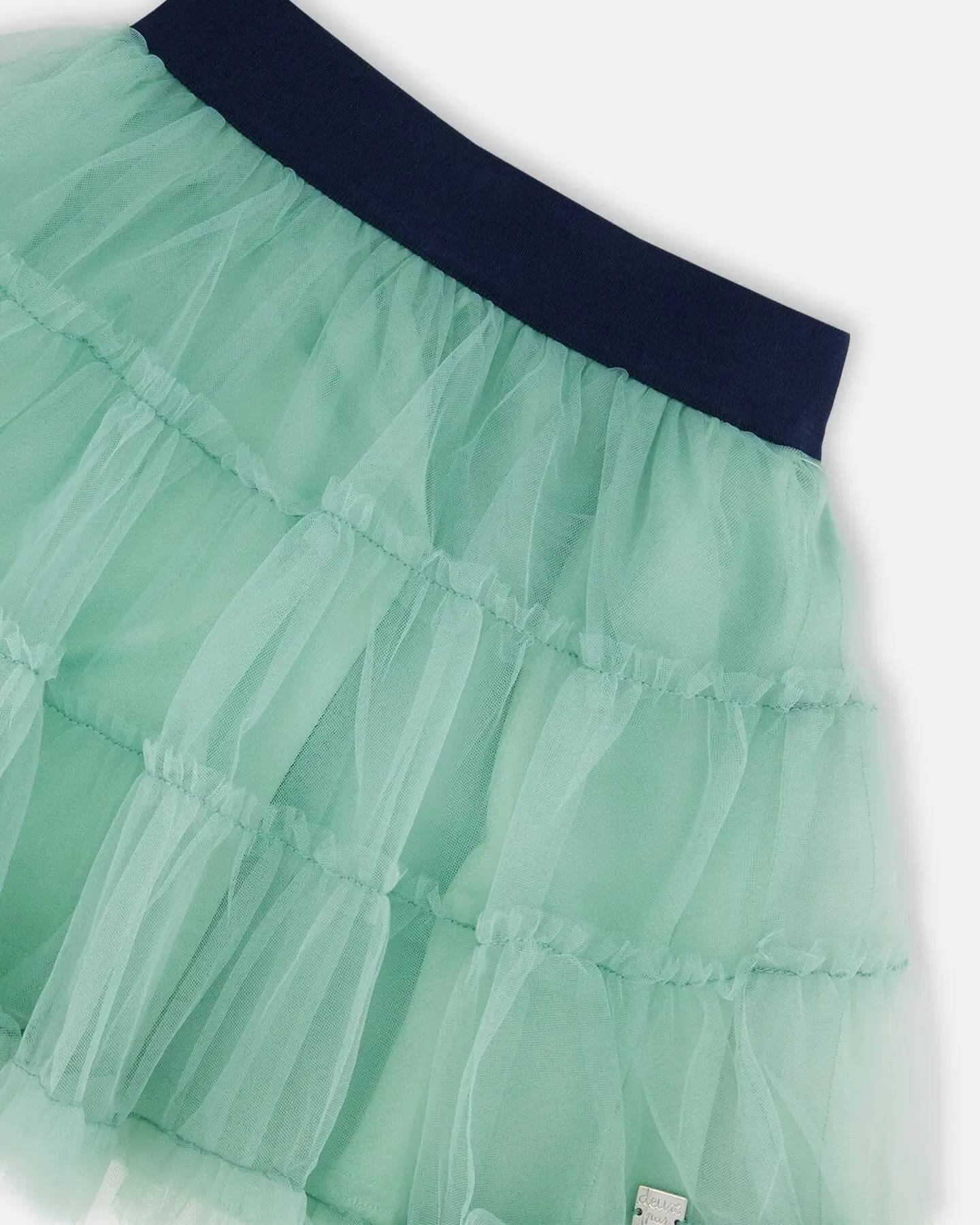 Mesh Skirt With Frills Turquoise
