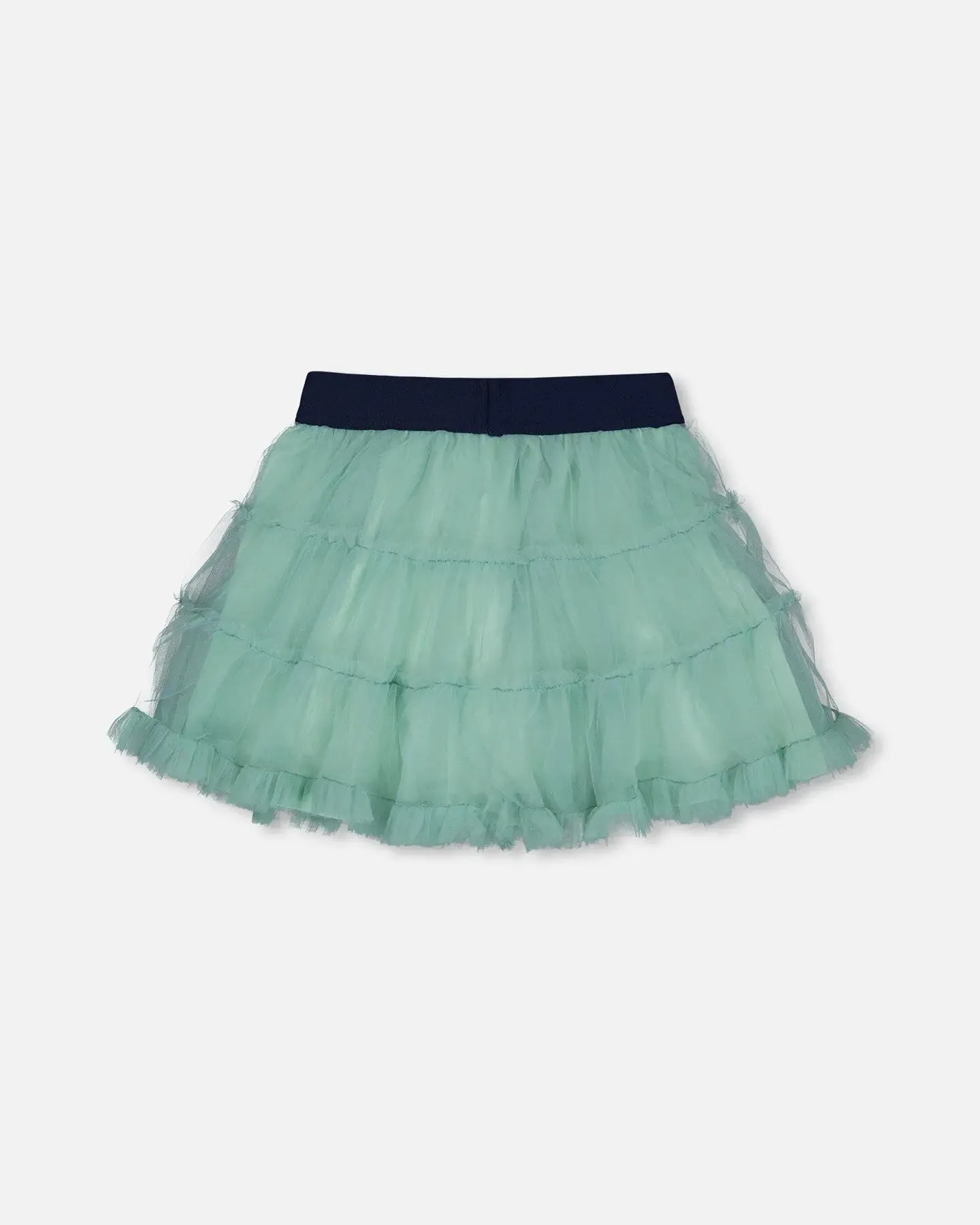 Mesh Skirt With Frills Turquoise