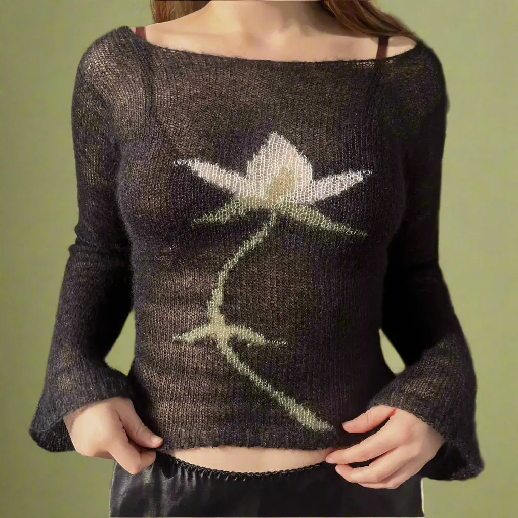 Midnight Bloom Knit Sweater