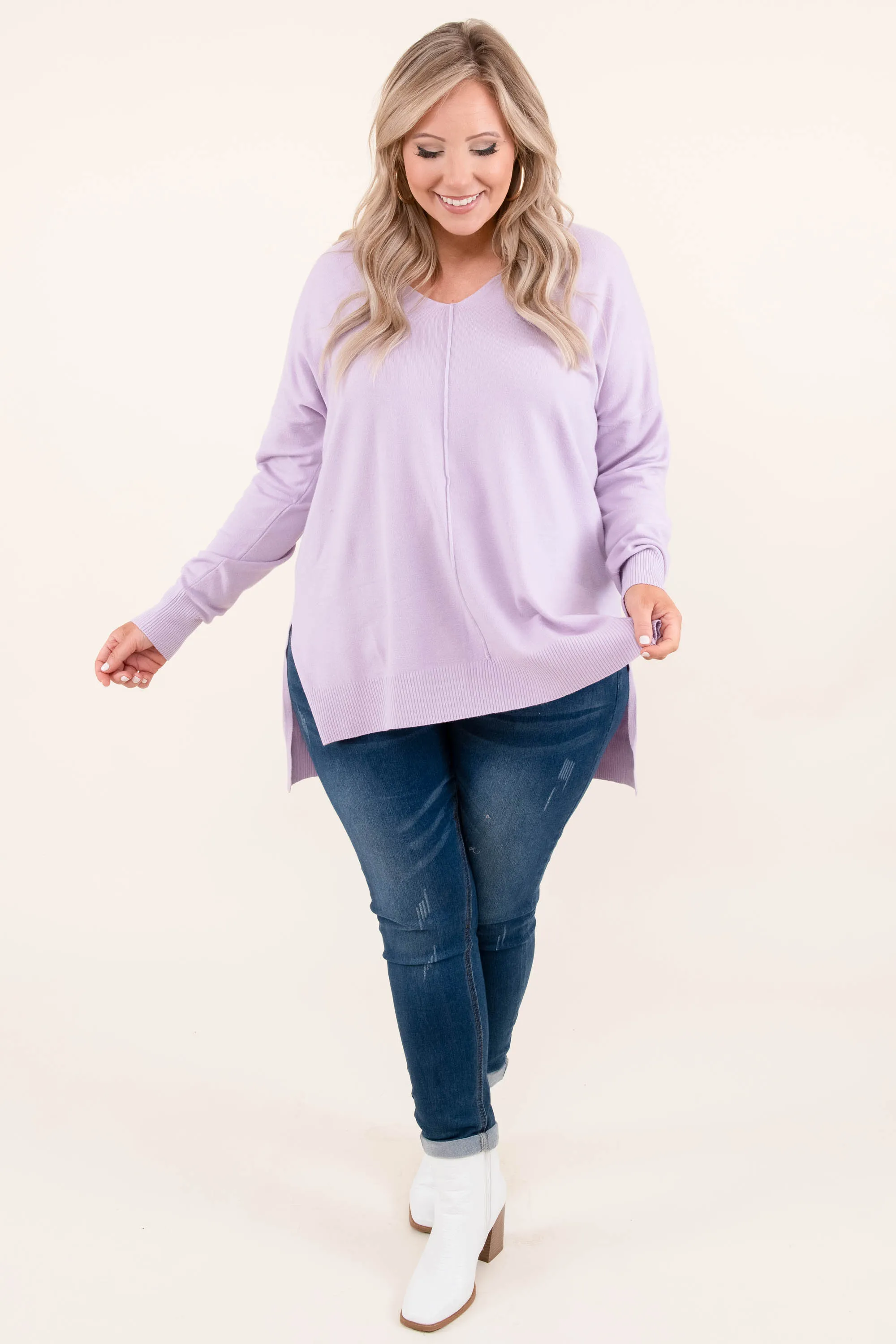 Miss Who I Was Sweater, Dusty Lavender