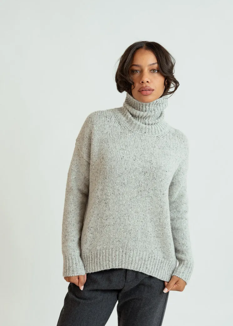 MJ Watson Grey Cashmere Turtleneck Sweater