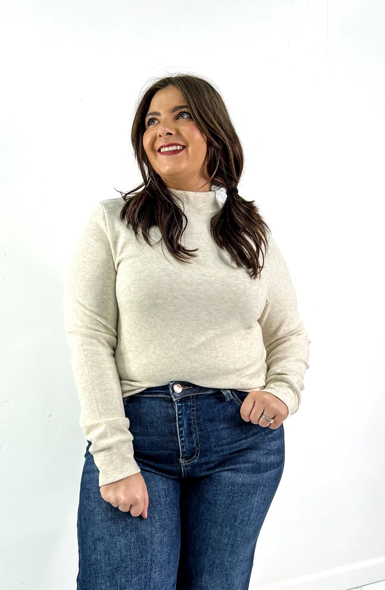 Mock Neck Lightweight Sweater Top