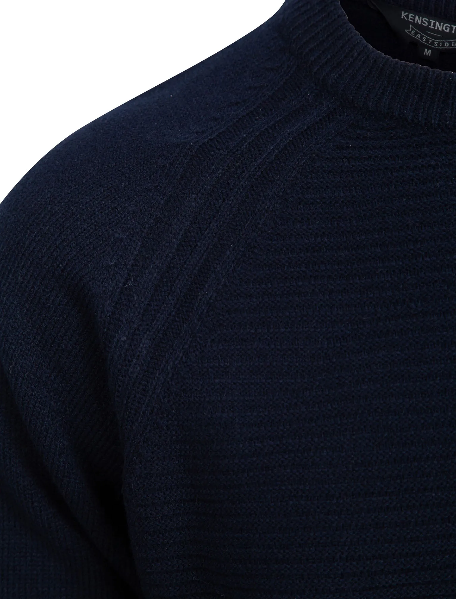 Morphy Ribbed Stitch Crew Neck Knitted Jumper in Ink Navy - Kensington Eastside