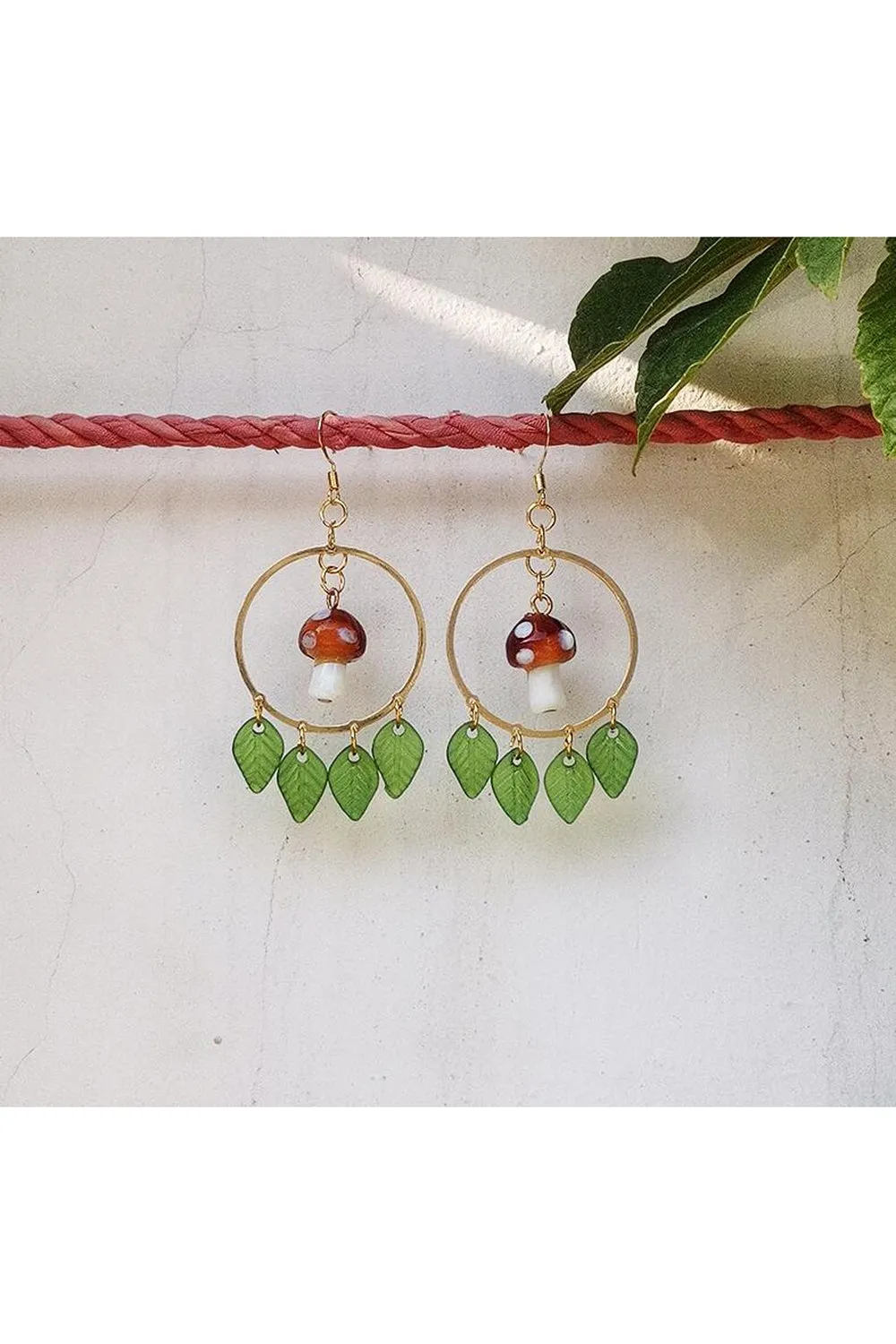 Mushroom Leaf Drop Earrings