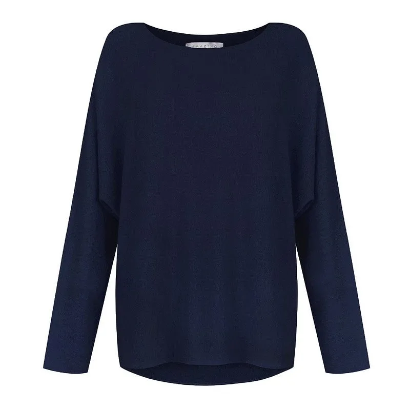 Mya Lightweight Boxy Jumper in Navy