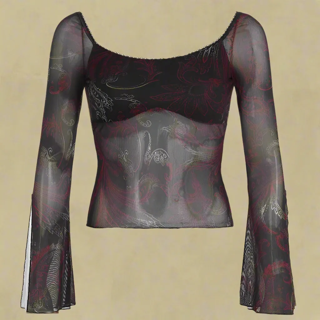 Mystic Veil Sheer Bell Sleeve Top