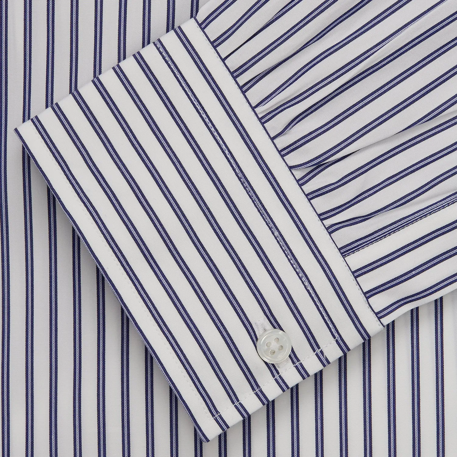 Navy Stripe Weekend Fit Shirt with Derby Collar and 1-Button Cuffs