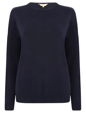 Obama2 Crew Neck Knit Jumper In Dark Navy - Plum Tree