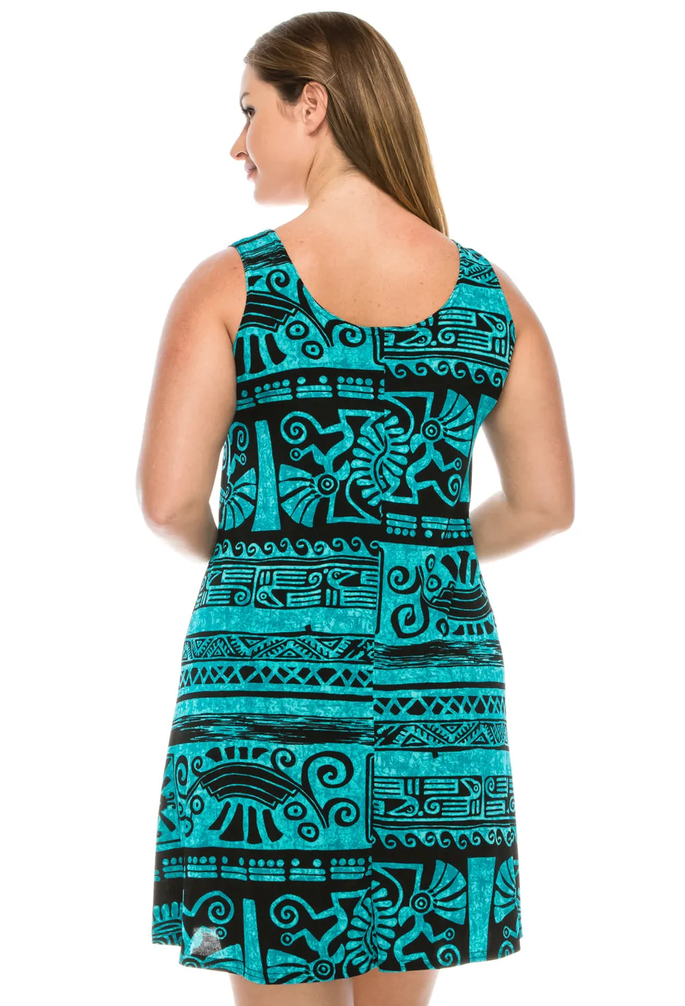 Plus Size Print Missy Tank Dress- 7003BN-TXP1-W901