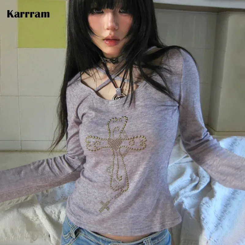 Purple Rebellion Cross Grunge Top