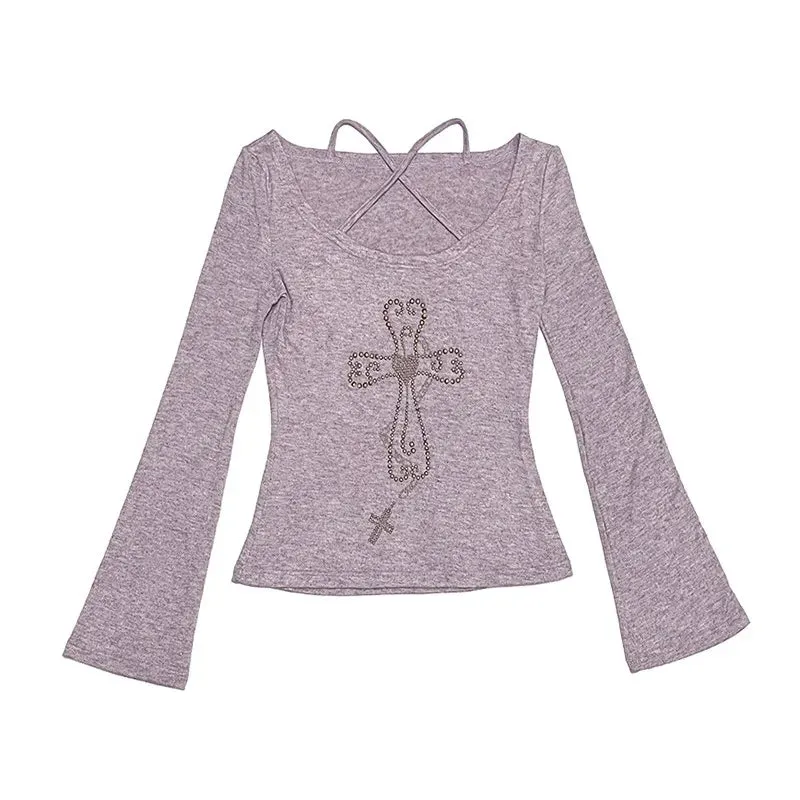 Purple Rebellion Cross Grunge Top