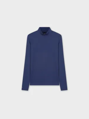 RIBBED JERSEY TURTLENECK-NAVY