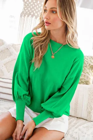 Round Neck Balloon Long-Sleeve Knit Sweater