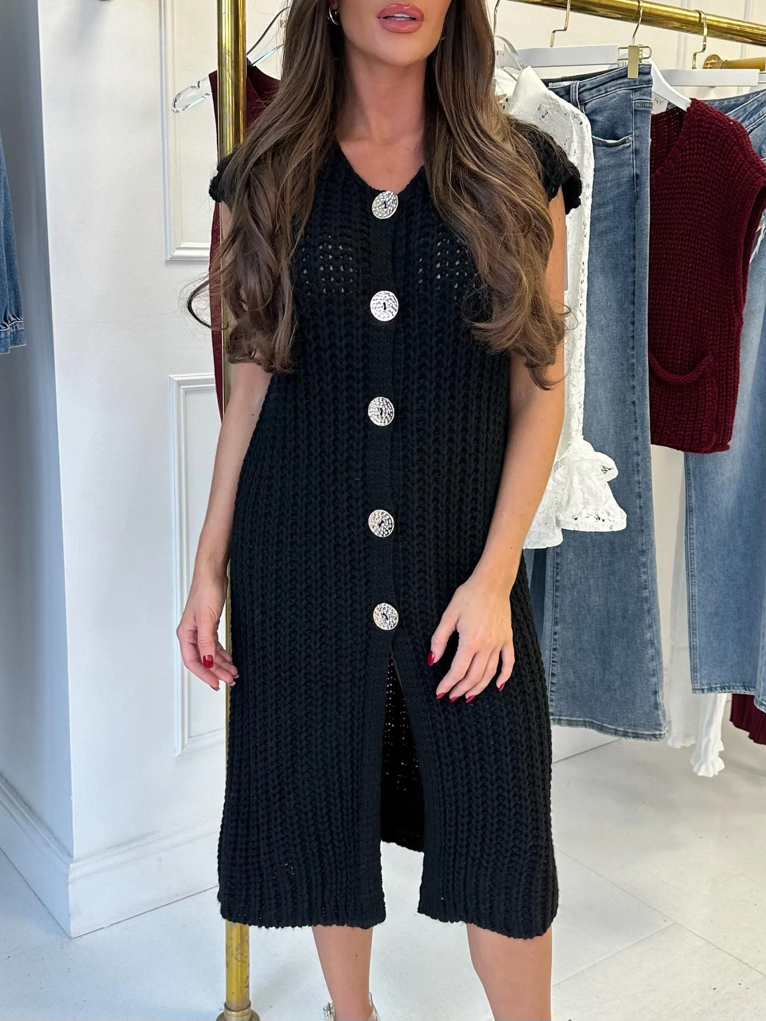 Shani Black Jumper Cardigan Dress