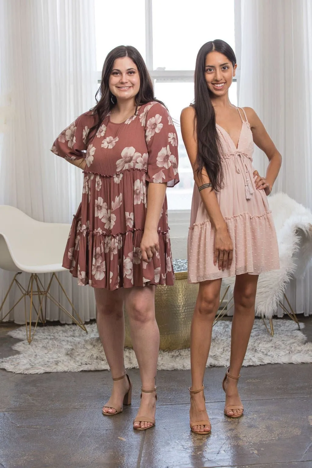 Sofia Dusty Pink Babydoll Dress