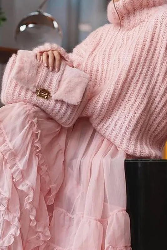Stand-up collar and comfortable knitted sweater dress