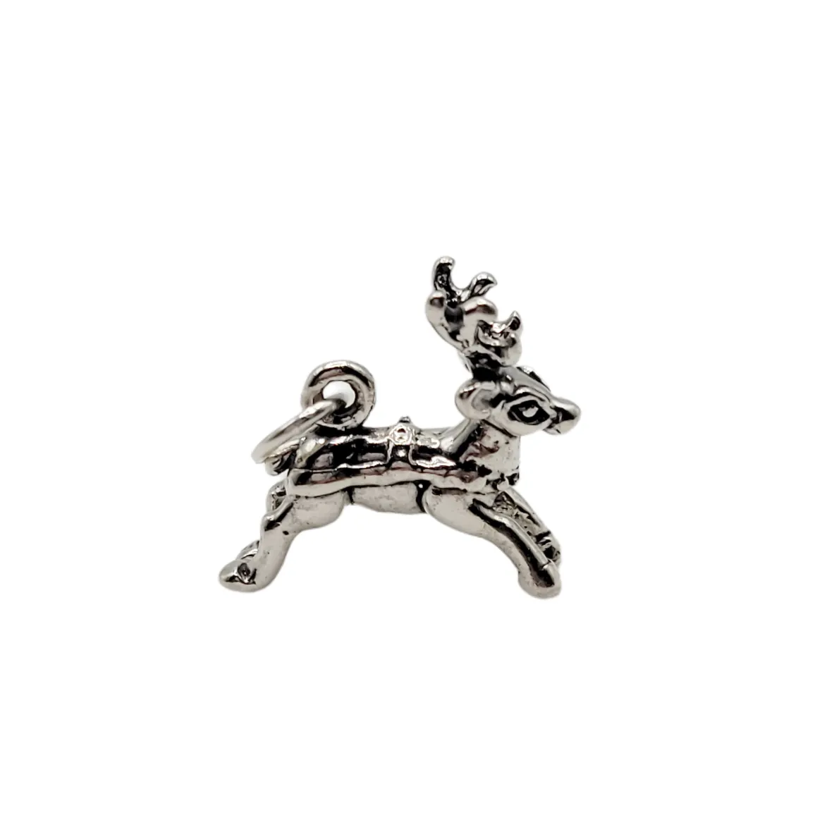 Sterling Silver Jumping Reindeer Holiday Charm