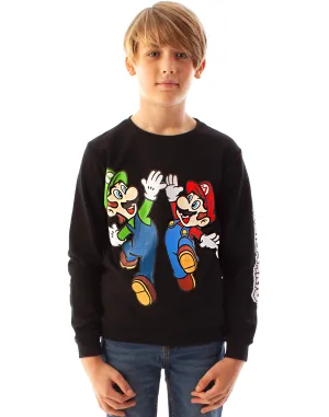 Super Mario Boys Sweatshirt Long Sleeved Jumper For Kids - Black