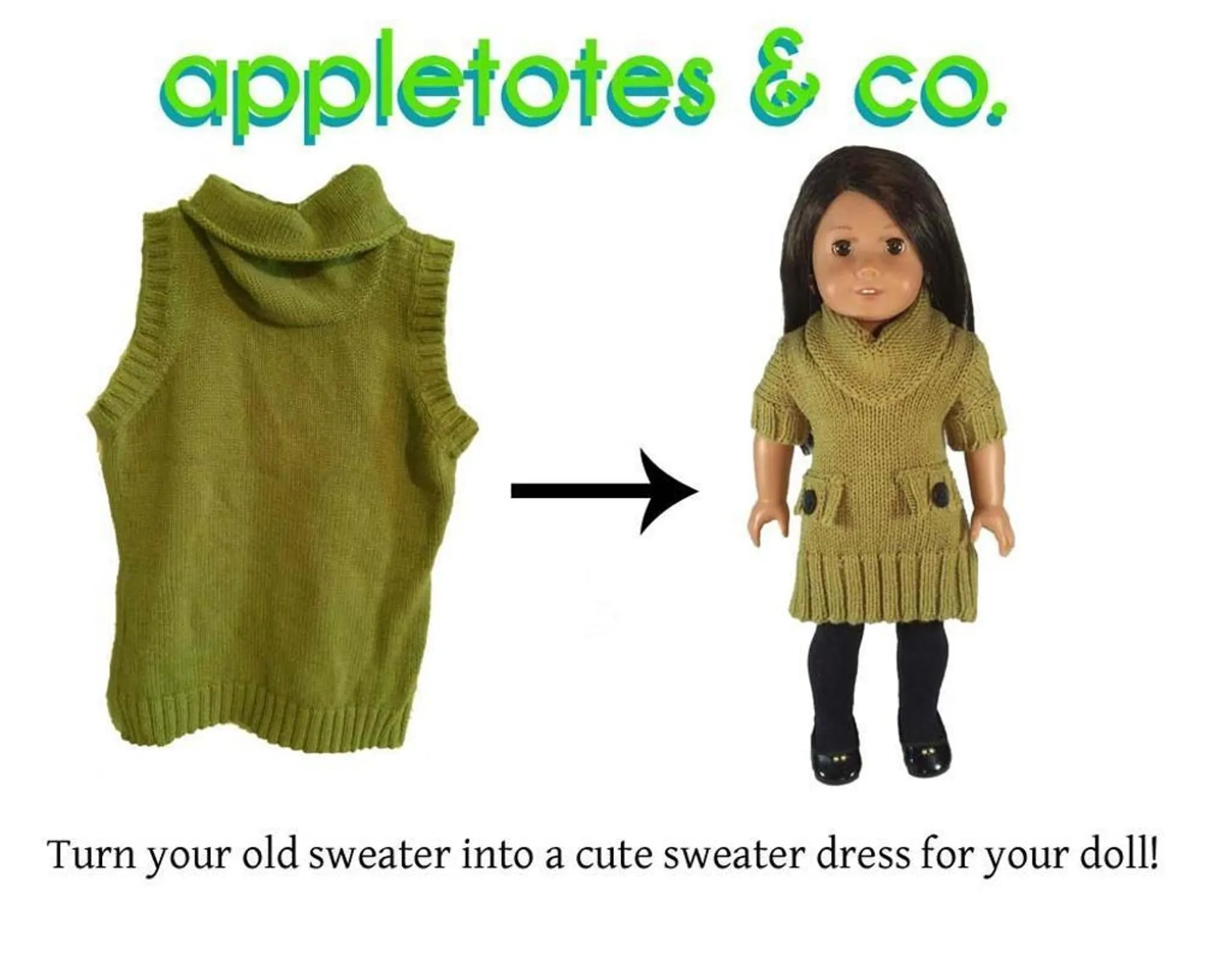 Sweater Dress Sewing Pattern for 18 Inch Dolls