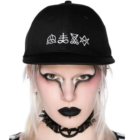 Symbolic Trucker Cap | Black Embroidery In White