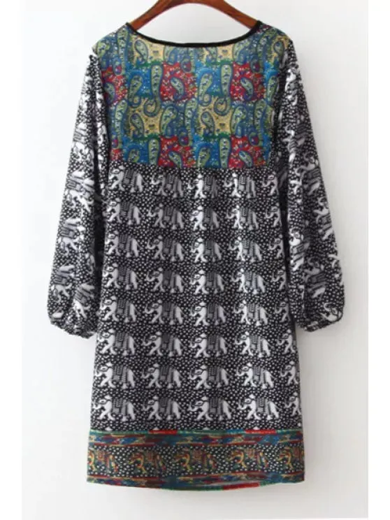TastyHottie - Pretty Loose-Fitting Print Chiffon Dress