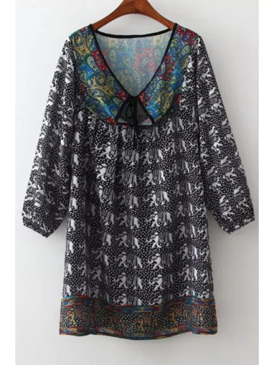 TastyHottie - Pretty Loose-Fitting Print Chiffon Dress
