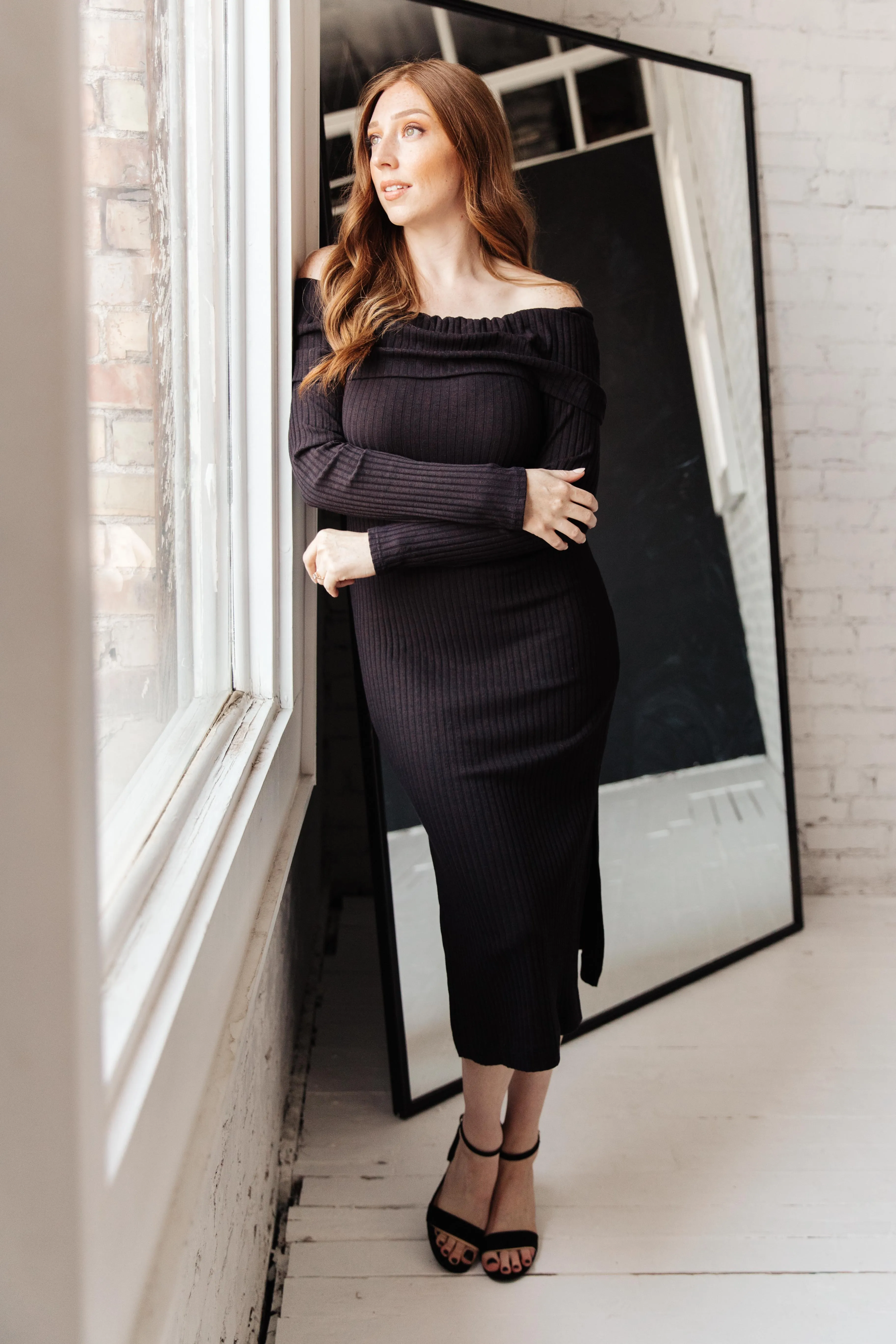 The Perfect Night Sweater Dress in Black