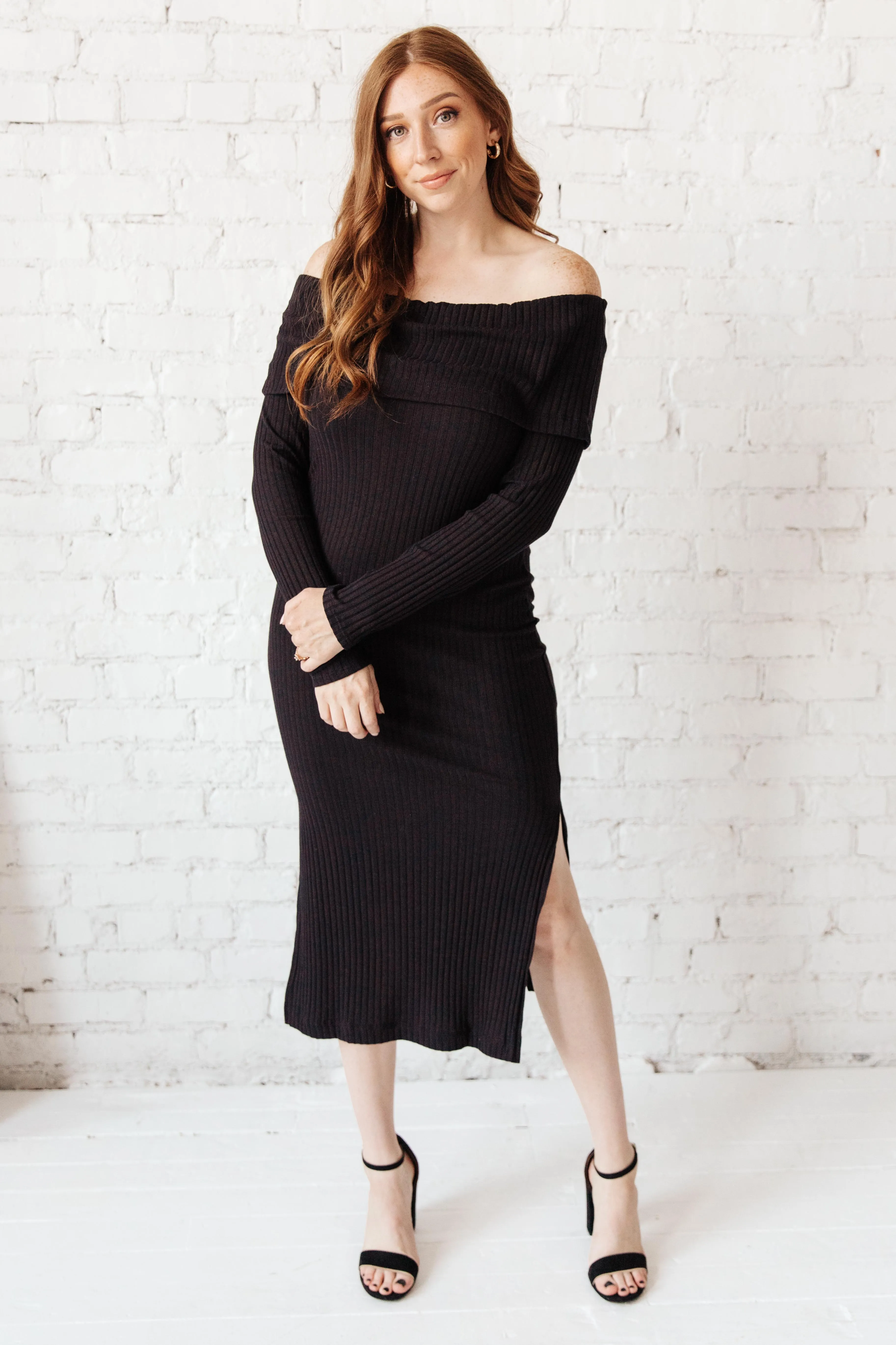 The Perfect Night Sweater Dress in Black