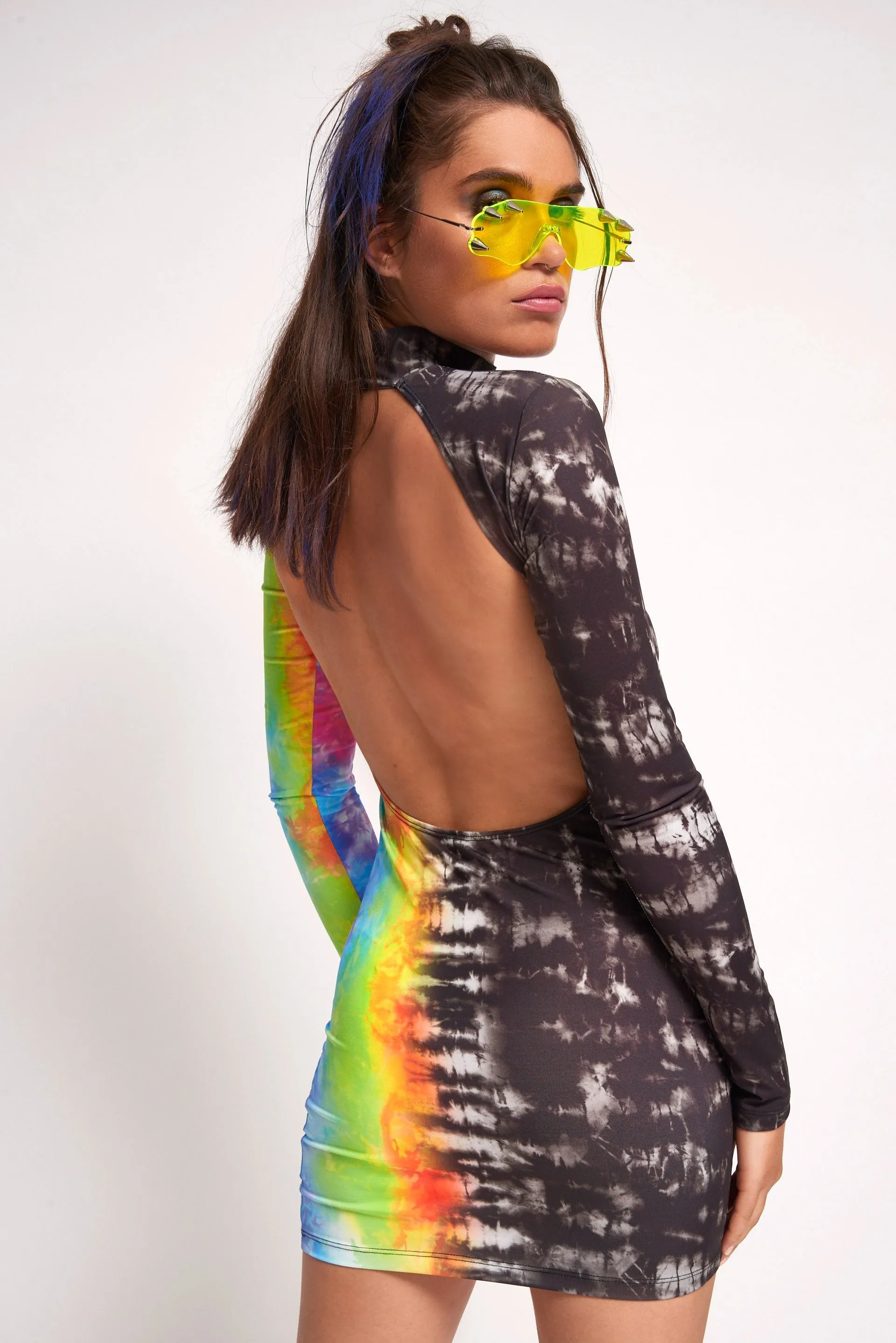 Tie Dye Print Long Sleeve Dress