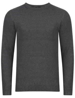 Tolstoy Crew Neck Boucle Knitted Jumper in Charcoal - Dissident