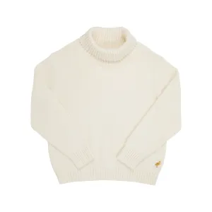 Townsend Turtleneck Sweater - Palmetto Pearl with Coral Gables Gold Metallic Stork