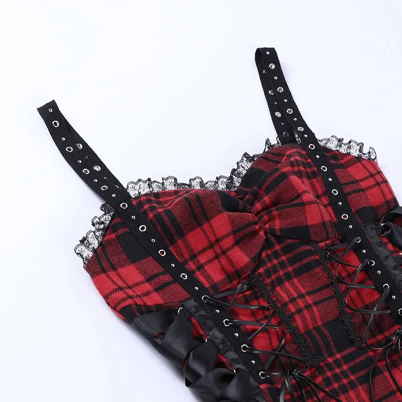 'Trooper' Red and Black Alternative Grunge Plaid Dress