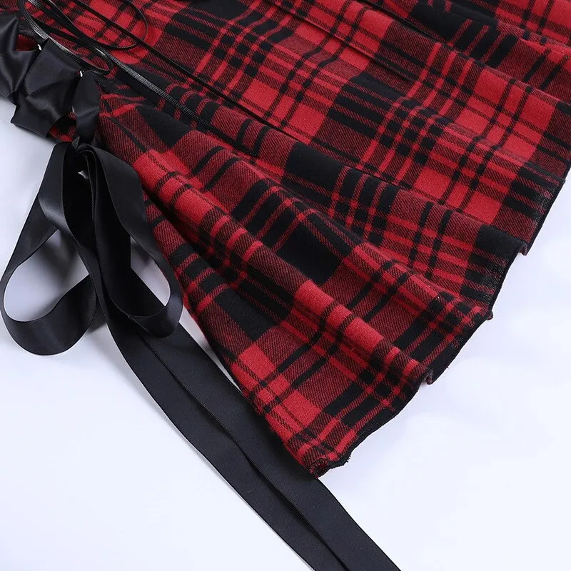 'Trooper' Red and Black Alternative Grunge Plaid Dress