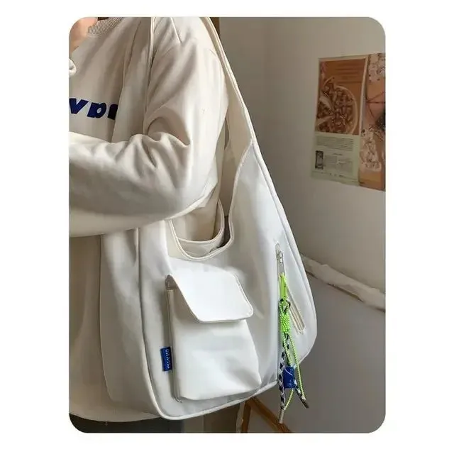 UAKISS  -  2024 High-capacity Solid Korean Grunge Underarm Bag Men Women All Match Students Shoulder Bags Streetwear Preppy Y2k Handbags