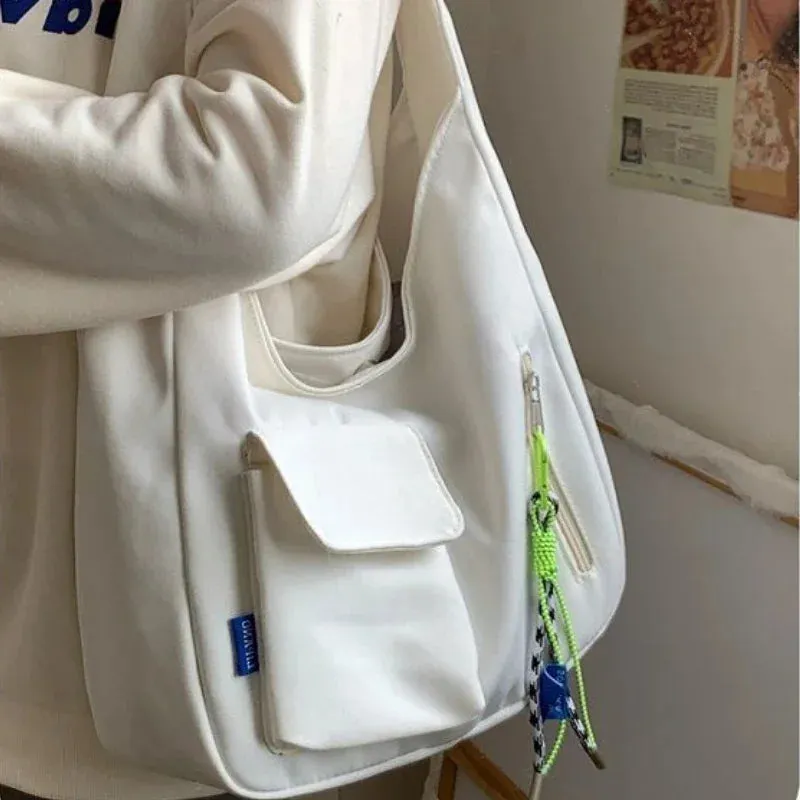 UAKISS  -  2024 High-capacity Solid Korean Grunge Underarm Bag Men Women All Match Students Shoulder Bags Streetwear Preppy Y2k Handbags