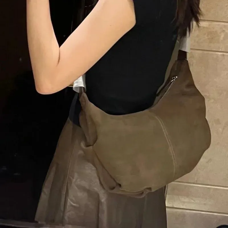 UAKISS  -  2024 New All Match Solid Women Crossbody Bag Streetwear Grunge Vintage Handbags Trendy Simple Casual Shoulder Bags Y2k Aesthetic