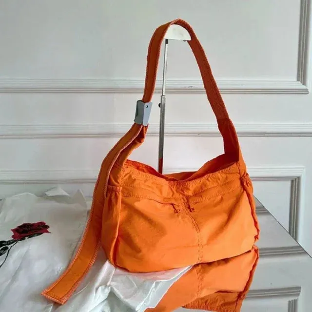 UAKISS  -  2024 New Canvas Casual Pocket Women's Handbags Y2k Aesthetic All Match Grunge Shoulder Bag Solid Korean Trendy Crossbody Bags