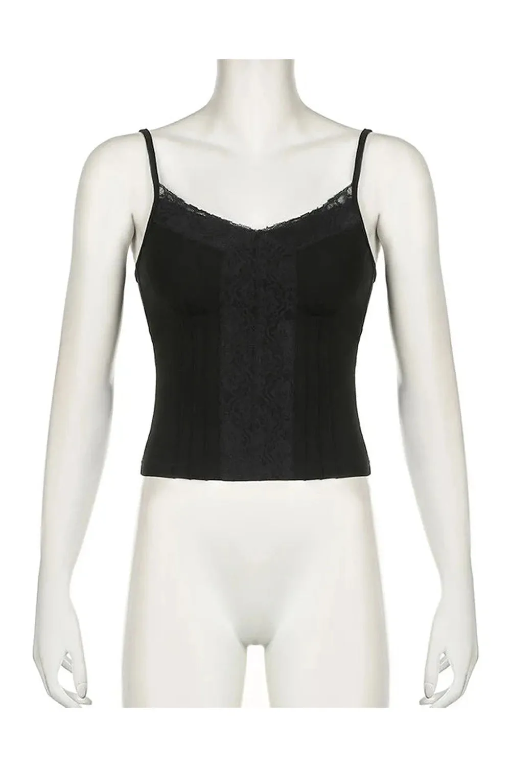 V-Neck Lace Trim Tank Top