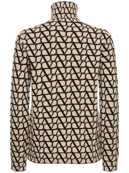Valentino   Logo jacquard wool turtleneck sweater 