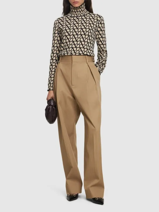 Valentino   Logo jacquard wool turtleneck sweater 
