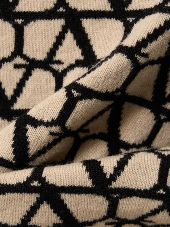 Valentino   Logo jacquard wool turtleneck sweater 