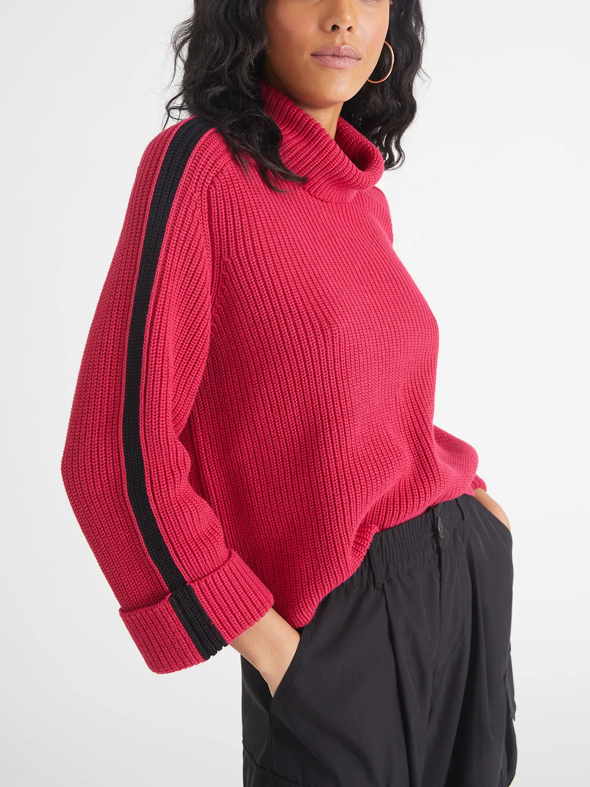 Vida: 100% Cotton Tipped Turtleneck Sweater