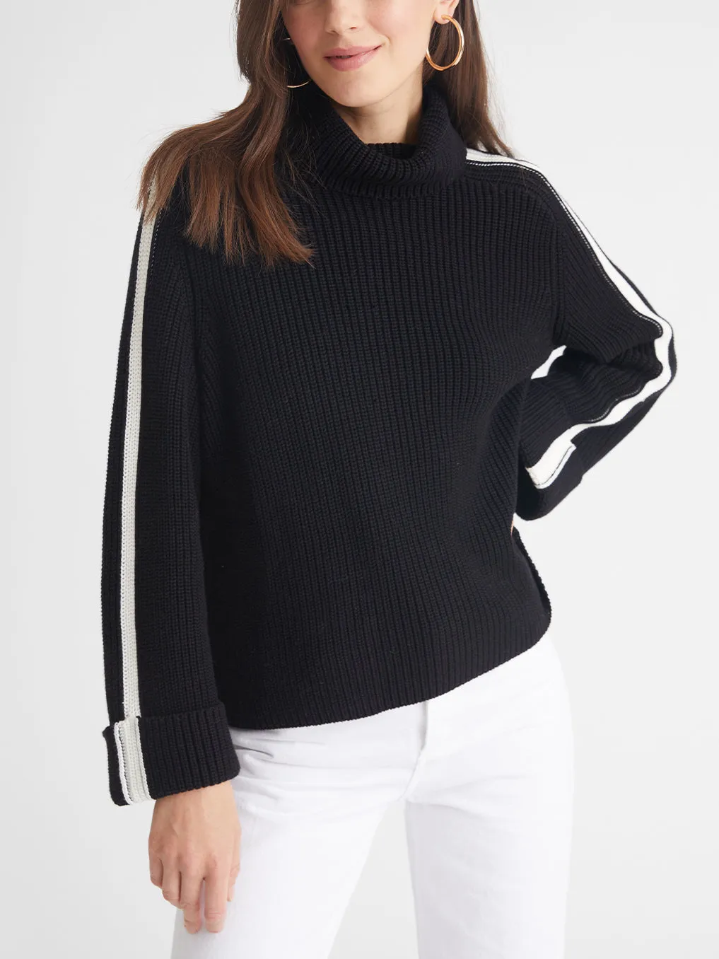 Vida: 100% Cotton Tipped Turtleneck Sweater