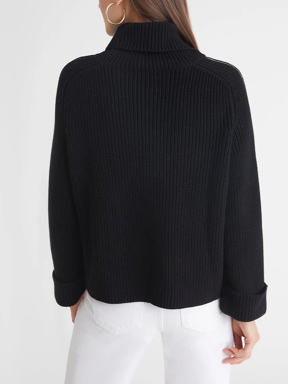Vida: 100% Cotton Tipped Turtleneck Sweater