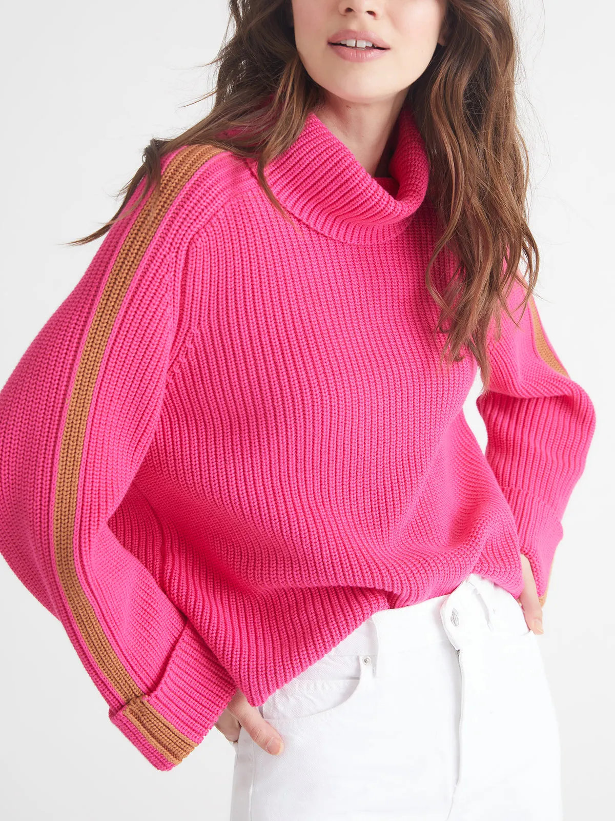 Vida: 100% Cotton Tipped Turtleneck Sweater